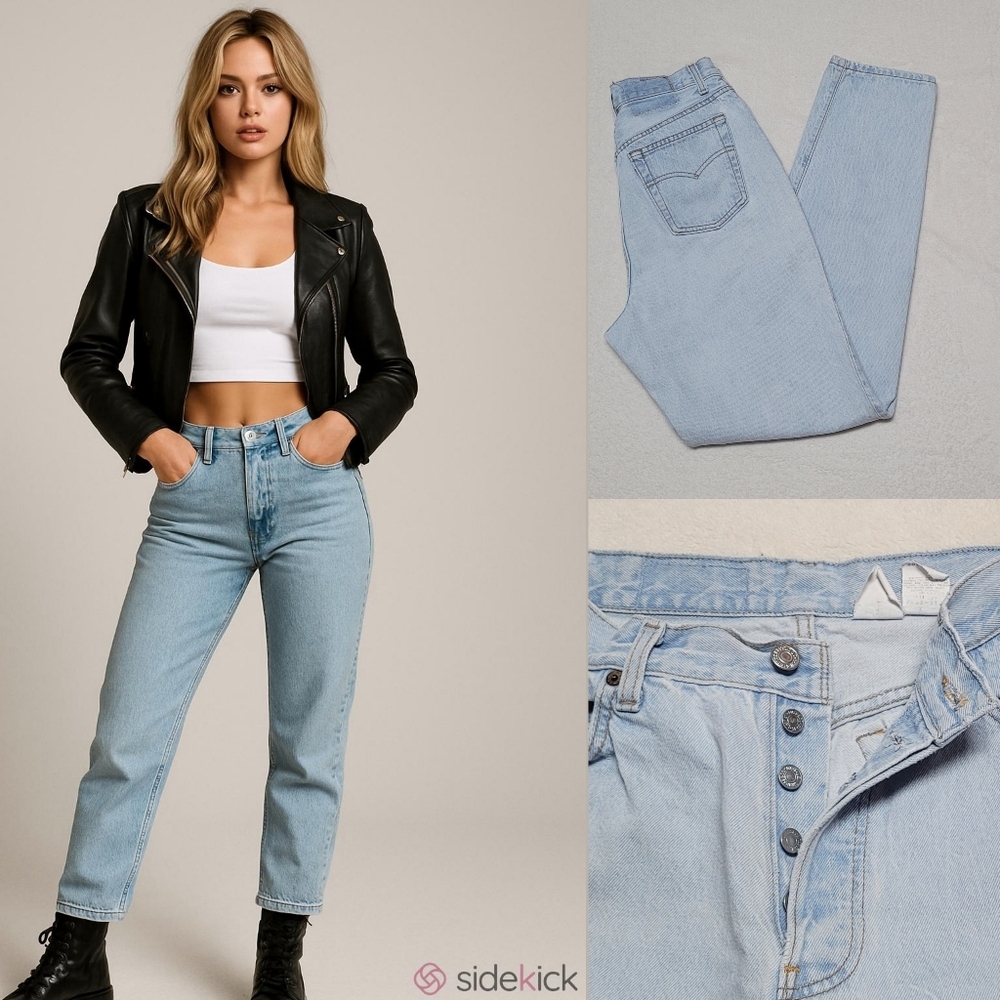 Levi's 501 Rare Vintage Y2K Light Wash Distressed Tapered Leg High-Waisted Jeans